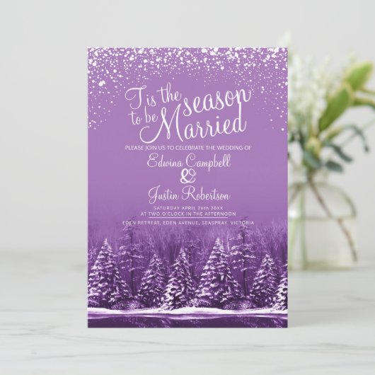 Dit is het paarse dennenmeer voor het winterseizoe kaart (Staand voorkant)