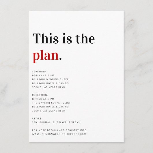 Dit is het plan Wedding Details Card Informatiekaartje (Voorkant)