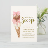 Dit is het Scoop Bow Ice Cream Baby shower Kaart (Staand voorkant)
