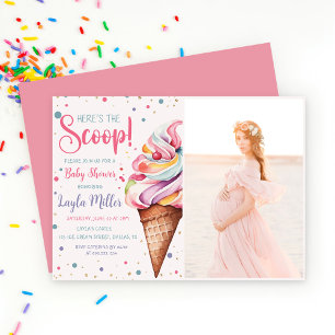 Dit is het Scoop Ice Cream Girl Baby shower Kaart