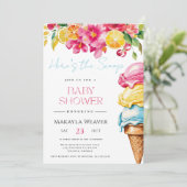 Dit is het Scoop Ice Cream Summer Baby shower Kaart (Staand voorkant)