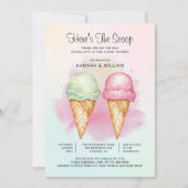 Dit is het Scoop Twin Boy Girl Baby shower Kaart (Voorkant)