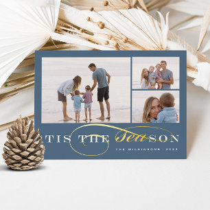 Dit is het seizoen   3 Nautisch kerstfeest met fot Folie Feestdagenkaart