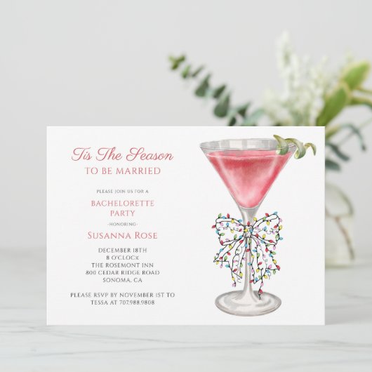 Dit is het seizoen Bachelorette Party Roze Cocktai Kaart (Staand voorkant)