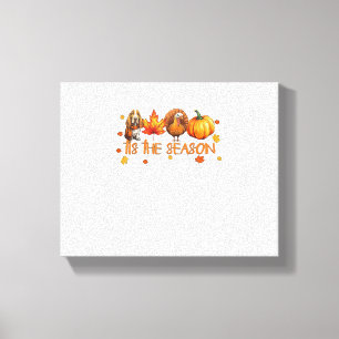 Dit is het seizoen Basset Hound Dog Herfst Thanksg Canvas Afdruk