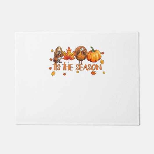 Dit is het seizoen Basset Hound Dog Herfst Thanksg Deurmat (Voorkant)