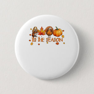 Dit is het seizoen Basset Hound Dog Herfst Thanksg Ronde Button 5,7 Cm