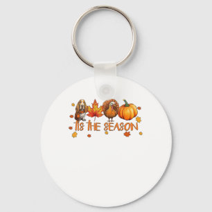Dit is het seizoen Basset Hound Dog Herfst Thanksg Sleutelhanger