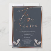 Dit is het seizoen blauw en koperen kerstfeest kaart (Voorkant)