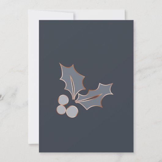 Dit is het seizoen blauw en koperen kerstfeest kaart (Achterkant)