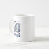 Dit is het seizoen Blue Patchwork Ghost Pumpkin Sp Koffiemok (Voorkant links)