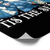 Dit is het seizoen Blue Patchwork Ghost Pumpkin Sp Poster (Hoek)