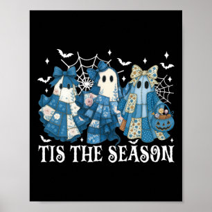 Dit is het seizoen Blue Patchwork Ghost Pumpkin Sp Poster