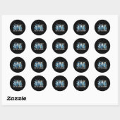 Dit is het seizoen Blue Patchwork Ghost Pumpkin Sp Ronde Sticker (Vel)