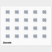 Dit is het seizoen Blue Patchwork Ghost Pumpkin Sp Ronde Sticker (Vel)