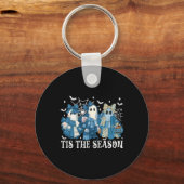 Dit is het seizoen Blue Patchwork Ghost Pumpkin Sp Sleutelhanger (Voorkant)