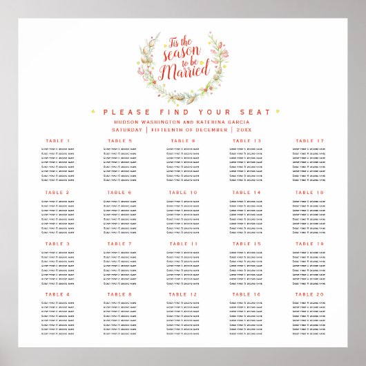 Dit is het seizoen bruiloft 20 tafels zitplan poster (Voorkant)