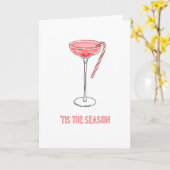 'Dit is het seizoen Candy Cane Cocktail Christmas  Kaart (Gele Bloem)