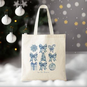 Dit is het seizoen coquette boog kerstcadeaus tote bag