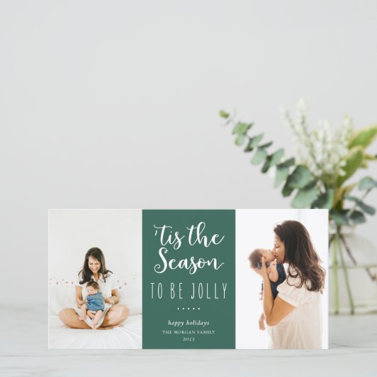 'Dit is het seizoen dat je een vrolijk feestelijke Feestdagenkaart (Staand voorkant)