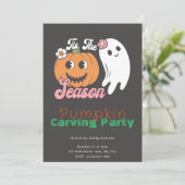 Dit is het seizoen Ghost Pumpkin Carving Party Kaart (Staand voorkant)