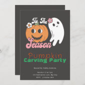 Dit is het seizoen Ghost Pumpkin Carving Party Kaart (Voorkant / Achterkant)