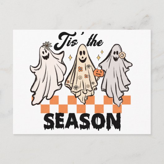 Dit is het seizoen Ghost Trio Halloween Feestdagenkaart (Voorkant)