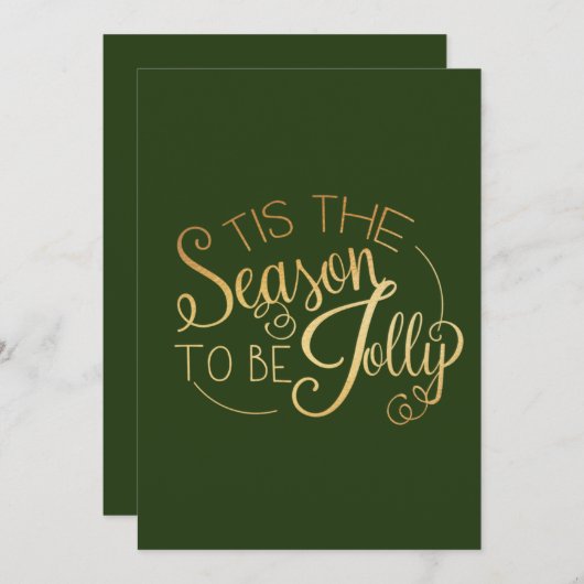 "Dit is het seizoen" Gold Script Green op maat Feestdagenkaart (Voorkant / Achterkant)