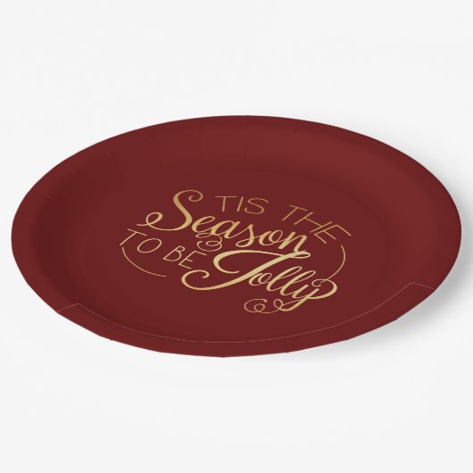 "Dit is het seizoen" Gold Script Red Elegant Moder Papieren Bordje (Gekanteld)