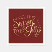 "Dit is het seizoen" Gold Script Red Elegant Servet (Voorkant)