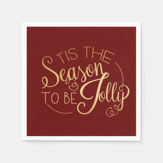 "Dit is het seizoen" Gold Script Red Elegant Servet (Voorkant)