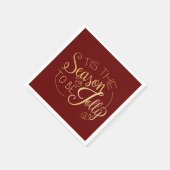 "Dit is het seizoen" Gold Script Red Elegant Servet (Hoek)