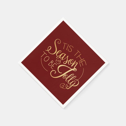 "Dit is het seizoen" Gold Script Red Elegant Servet (Hoek)