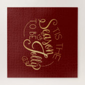 "Dit is het seizoen" Gold Script Red Fancy Elegant Legpuzzel (Horizontaal)