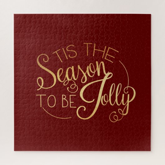 "Dit is het seizoen" Gold Script Red Fancy Elegant Legpuzzel (Verticaal)