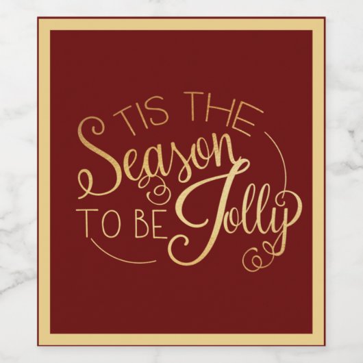 "Dit is het seizoen" Gold Script Red Fancy Wijn Etiket (Enkel label)