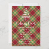 Dit is het seizoen Green Plaid Holiday Party Nodig Kaart (Voorkant)