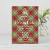 Dit is het seizoen Green Plaid Holiday Party Nodig Kaart (Staand voorkant)
