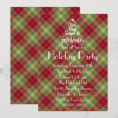 Dit is het seizoen Green Plaid Holiday Party Nodig Kaart (Voorkant / Achterkant)