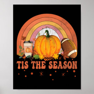 Dit is het seizoen Halloween Pumpkin Coffee Footba Poster