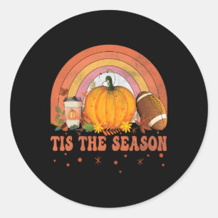 Dit is het seizoen Halloween Pumpkin Coffee Footba Ronde Sticker