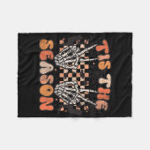 Dit is het seizoen Halloween Skeleton Kostuum Retr Fleece Deken (Voorkant (Horizontaal))
