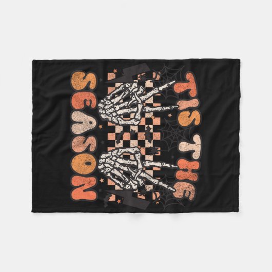 Dit is het seizoen Halloween Skeleton Kostuum Retr Fleece Deken (Voorkant (Horizontaal))