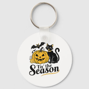 Dit is het seizoen Halloween vleermuizen pompoen H Sleutelhanger