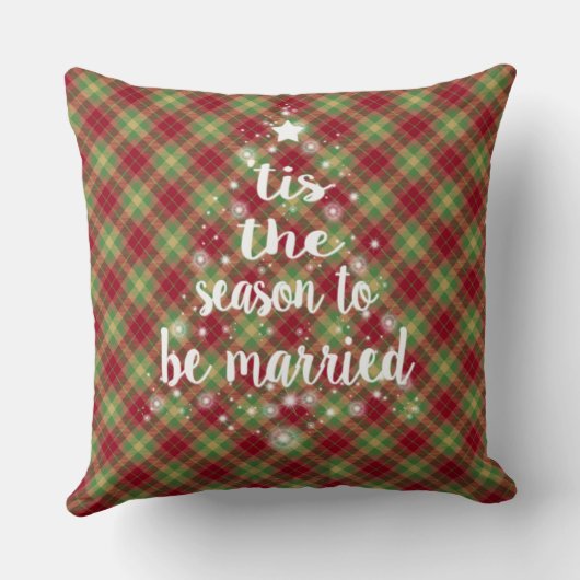 "Dit is het seizoen handschrift Red Plaid Wedding Kussen (Achterkant)
