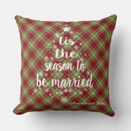 "Dit is het seizoen handschrift Red Plaid Wedding Kussen