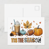 Dit is het seizoen Herbstzeit mit Football und Kaf Feestdagenkaart (Voorkant / Achterkant)