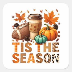 Dit is het seizoen Herbstzeit mit Football und Kaf Vierkante Sticker
