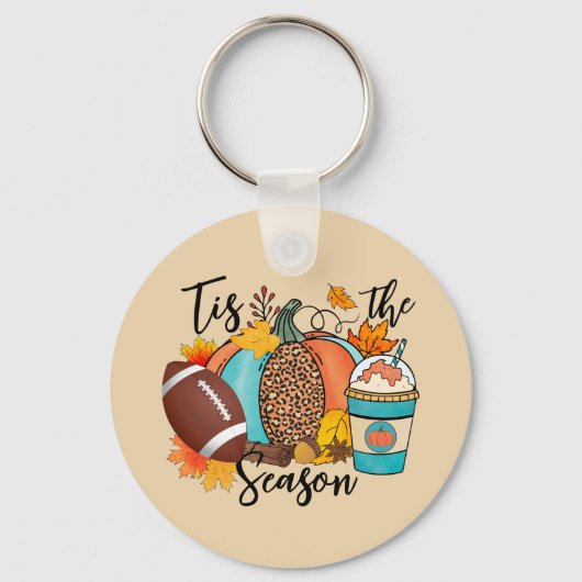 'Dit is het seizoen - Herfst, Football en pompoenk Sleutelhanger (Voorkant)