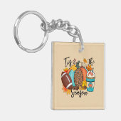 'Dit is het seizoen - Herfst, Football en pompoenk Sleutelhanger (Voorkant Links)